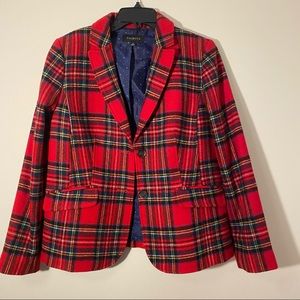 Red and Black Talbots Plaid Blazer